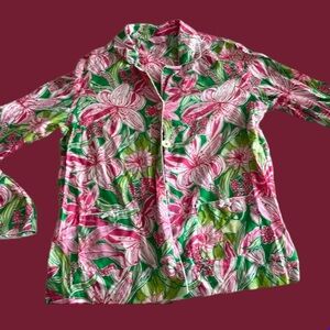 Lilly Pulitzer Hibiscus PJ Top pink green